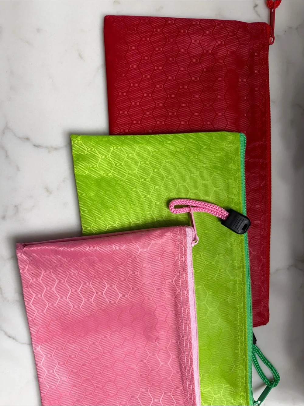 Colorful Zip Pouches Set for Home Storage - Pink, Green, Red and more